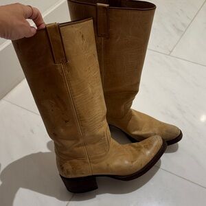 Tony Mora Tan Leather Knee-High Boots